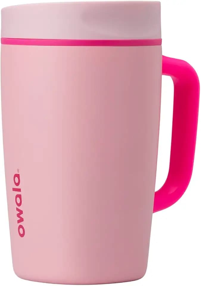 Owala SmoothSip Slider Stainless Steel Insulated Travel Mug with Handle, 100% Leak Proof, For Hot and Cold Drinks, Travel Friendly with Sliding Lock Lid, 12oz, BPA Free, Leak Proof, Pucker Up