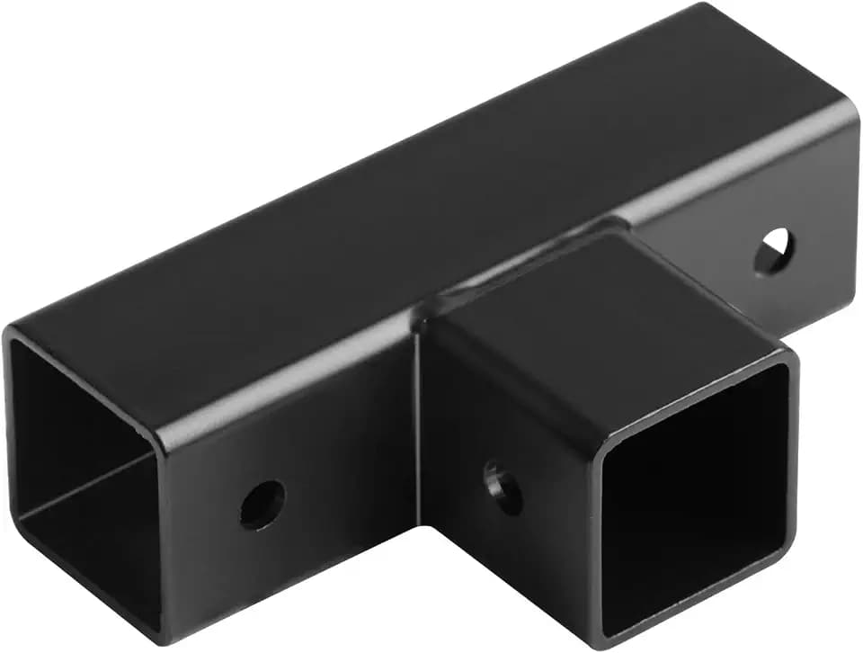 6 Pack 1" Black T Shape Square Tubing Connector, Heavy Duty Fitting