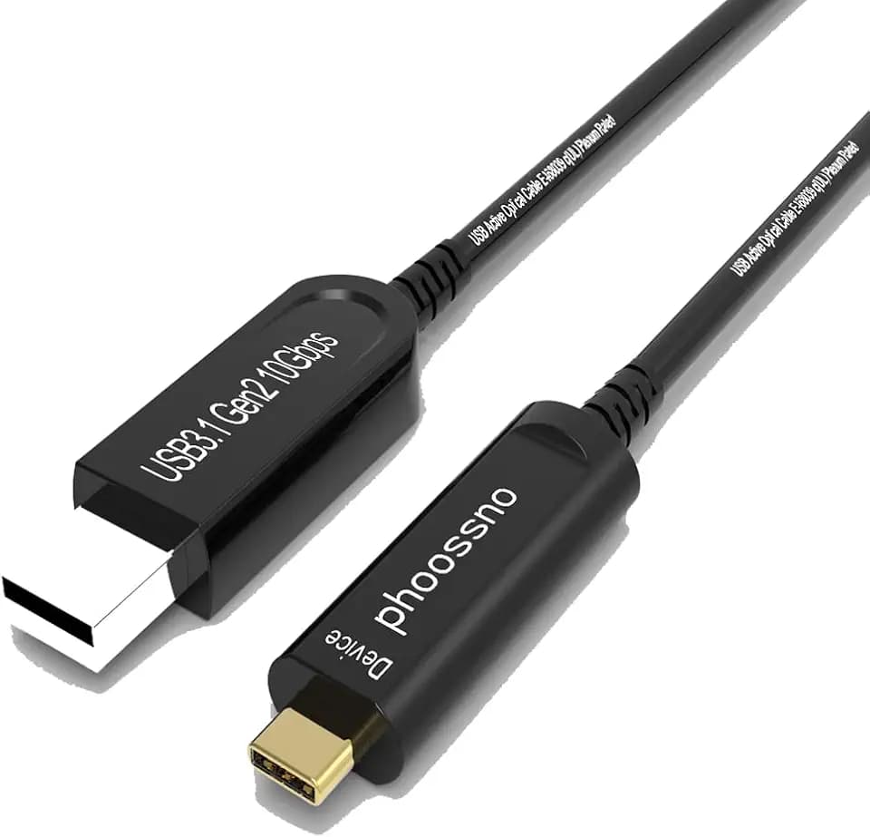 CPR/LSZH Rated USB A to C Fiber Optical 3.1 Cable 10Gbps 50FT Compatible with Microsoft Azure Logitech Camera Aver &Vaddio & Barco ClickShare Touch Screen Kinect Intel RealSense