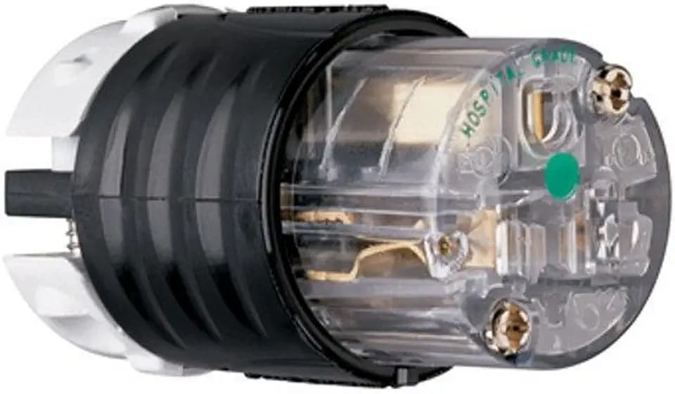 Legrand Pass & Seymour PS5269XHG 15 Amp 125V Straight Blade Extra Hard Use Hospital Grade Connector, NEMA 5-15R, Black/Clear (1 Count)