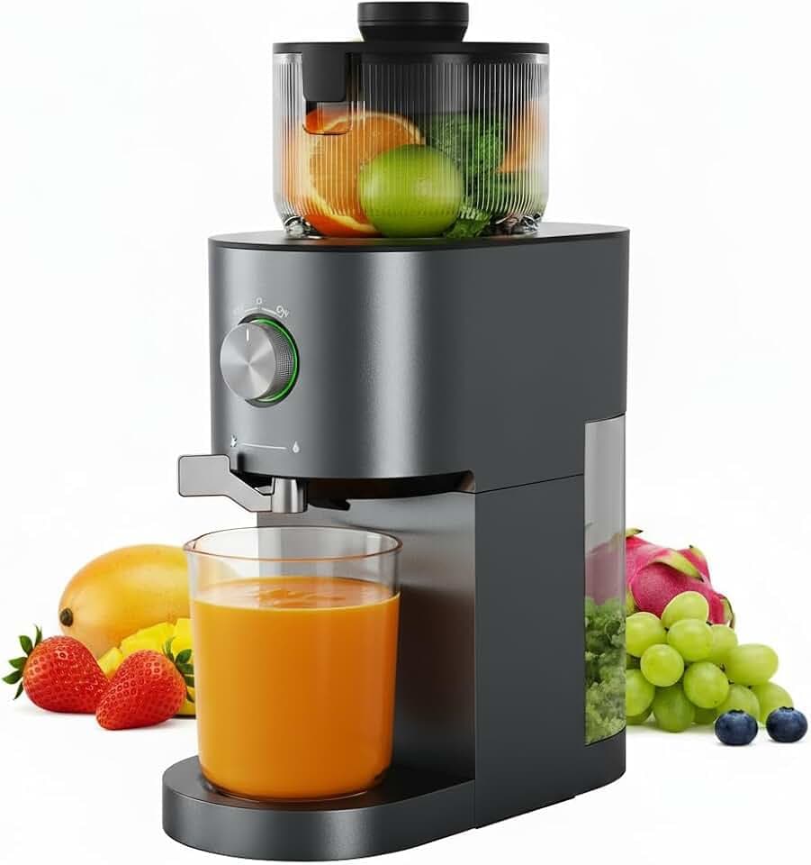 Marsail Slow Masticating Cold Press Juicer Machines, High Juice Yield, Self-Feeding with 5.4” Large Chute for Whole Vegetables & Fruits, Reverse Function