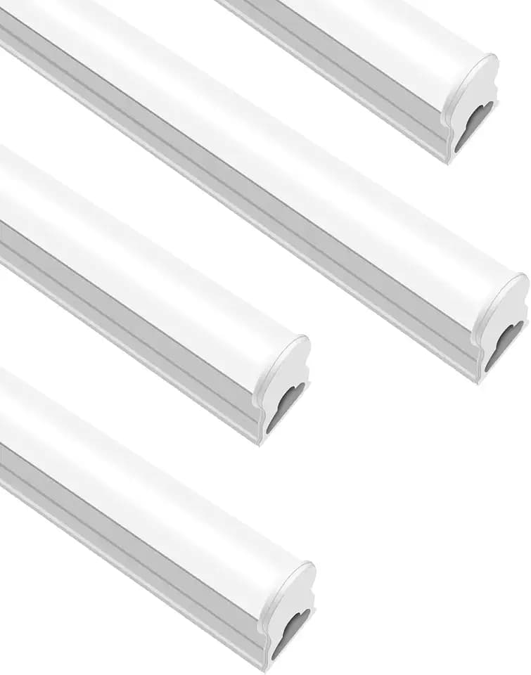 LightingWill 4 Pack LED Shop Light 2FT, Warm White 3000-3500K, 10W, Linkable T5 Integrated Fixture, Utility LED Ceiling and Under Cabinet Light, Corded Electric with Built-in ON/Off Switch