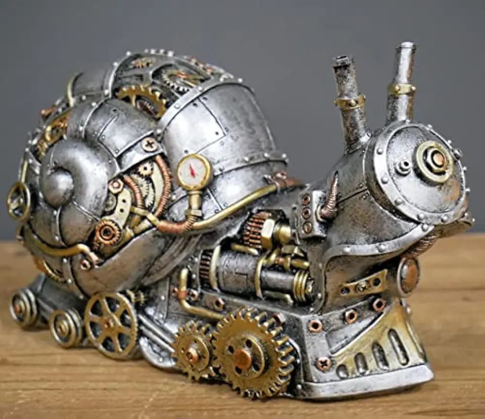 furlinkhm Snail Statue and Carved Sculpture Mechanical Punk Style Snails Animal Steampunk Modern Home Decor Resin for Coffee Table, Living Room, Entrance, Shelf Decor (Snail)