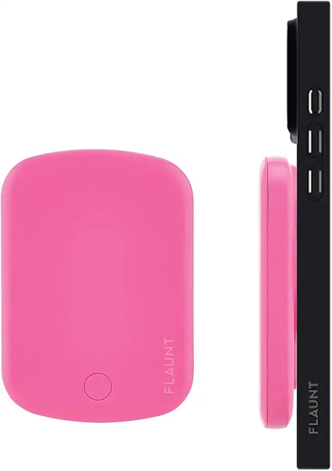 Flaunt 5000mAh Wireless Battery Pack with USB-C Port - Neon Pink