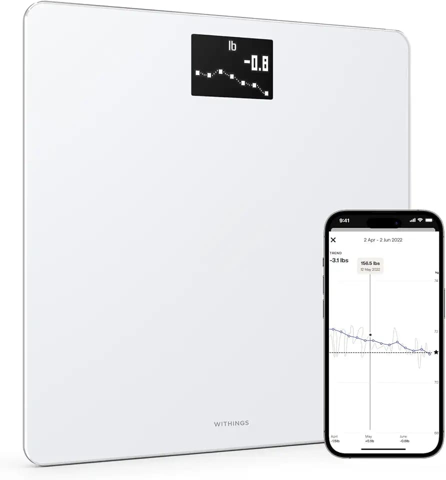 Withings Body - Digital Wi-Fi Smart Scale with Automatic Smartphone App Sync, BMI, Multi-User Friendly, with Pregnancy Tracker & Baby Mode