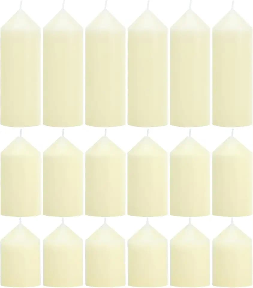 18 Pcs Ivory Pillar Candles Bulk Set,3 Different Lengths 2 x 3/4/6 Inch (6 Each),Hurricane Candles,Dripless Unscented Smokeless,Gives You a Better Atmosphere When Organizing an Event Party.