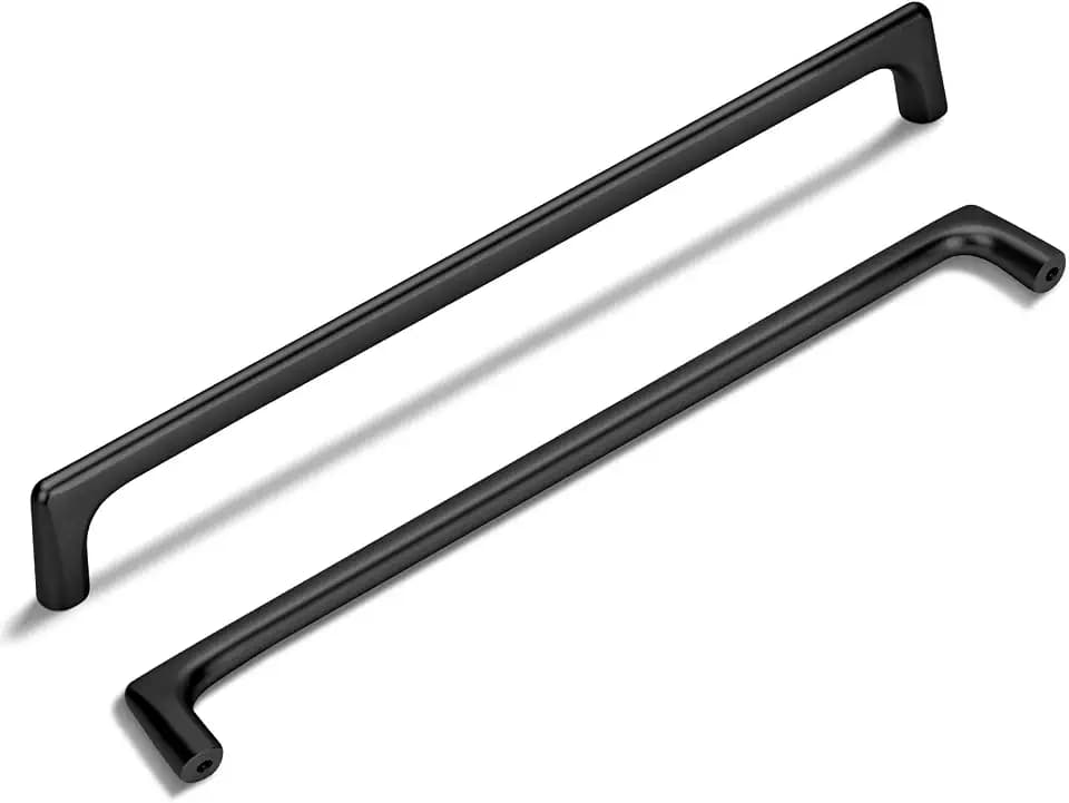 Lardmon 10 Pack Matte Black Modern Cabinet Pulls 10 Inch(254mm) Hole Center Timeless Drawer Pulls Vanity Pulls Classic Solid Kitchen Cabinet Handles Hardware, 10.4 Inch(264mm) Total Length
