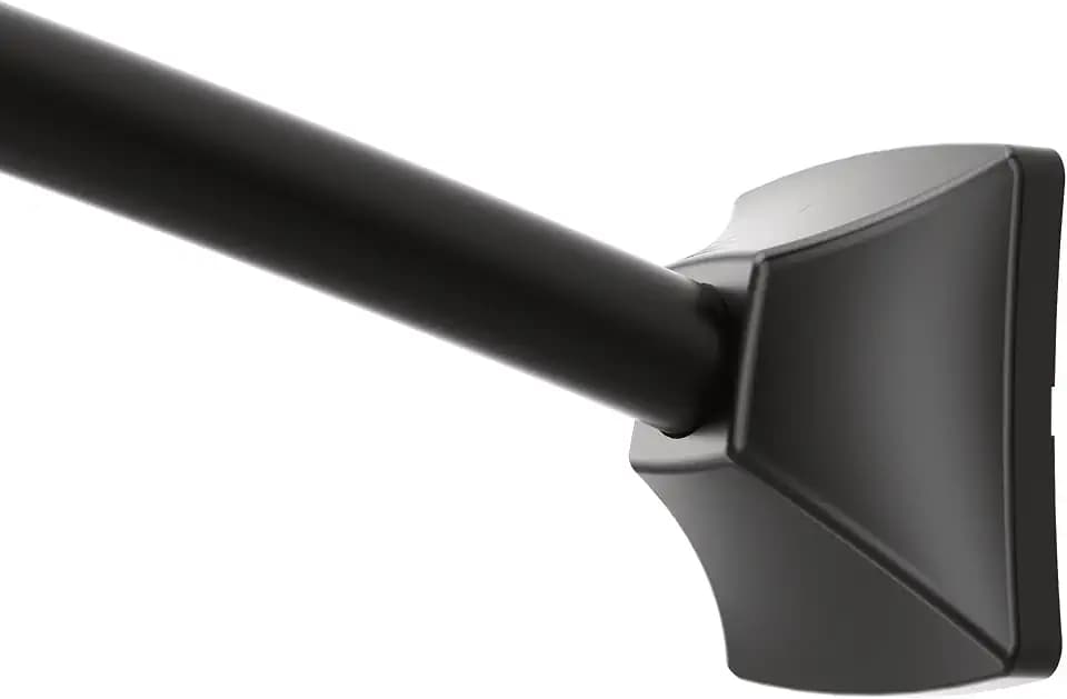 Moen CSR2164BL 60-Inch to 72-Inch Adjustable Curved Shower Curtain Rod, Permanent Wall Mount, Matte Black, Fits Standard Bathtubs