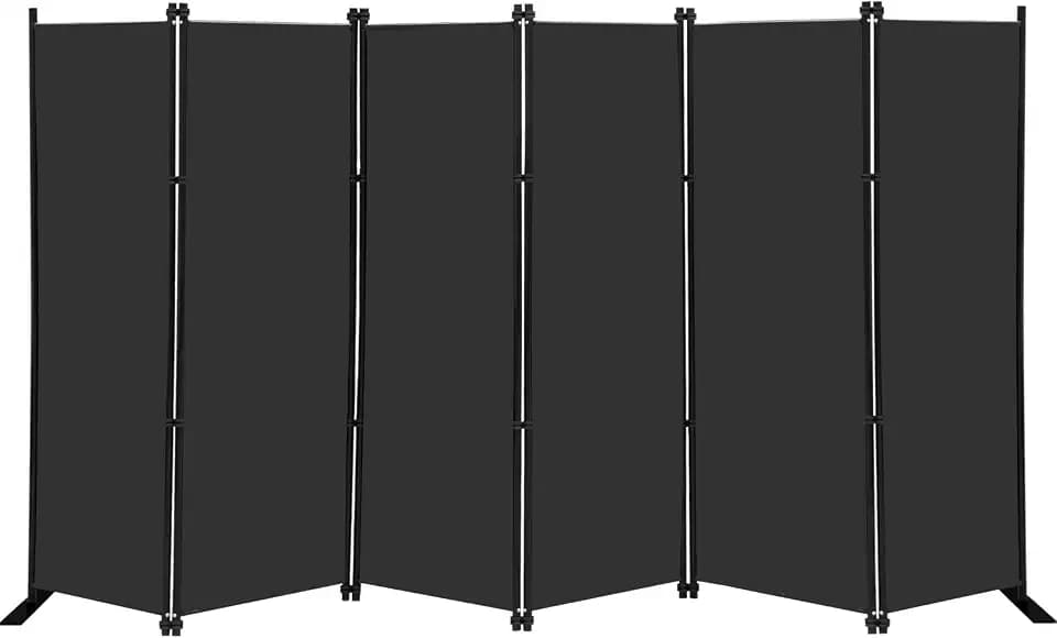 MAYOLIAH 6 Panel Folding Privacy Screen 9ft Wide 6ft Tall Room Divider