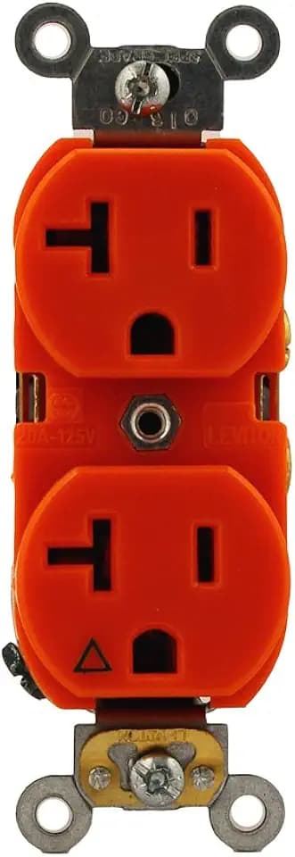 Leviton 20-Amp, 125 Volt, Industrial Series Heavy Duty Specification Grade, Duplex Receptacle, Straight Blade, Isolated Ground, 5362-IG, Orange
