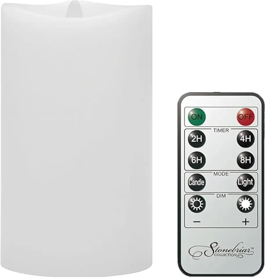 Stonebriar LED Pillar Candles — Remote & Timer, Real Wax Flameless Candles for Home Décor, Weddings & Events, Pack of 6, White, 3" x 6"