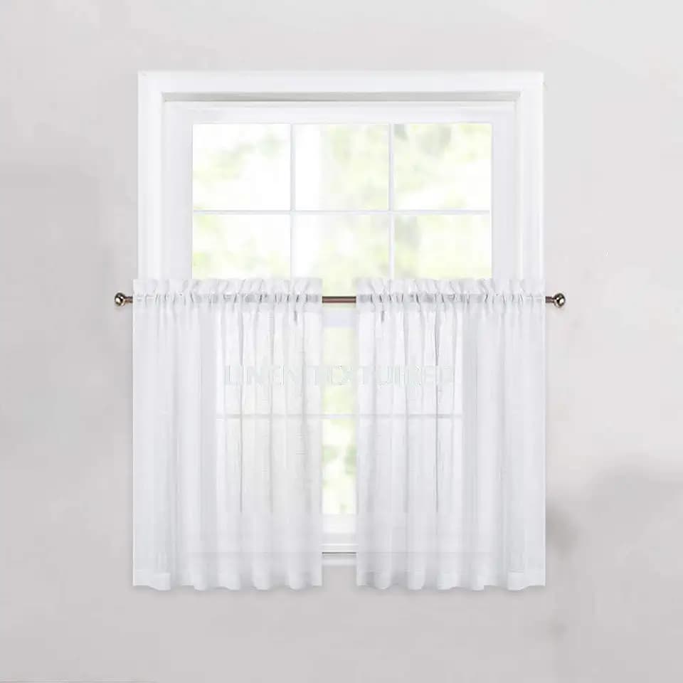 Cozynight Sheer White Tier Curtains 24 Inch Length, Small Window Curtains Treatment for Kitchen/Bathroom/Living Room/Cafe/Basement, Short Voile Curtain Tiers 36in x 24in, Rod Pocket, 2 PCS