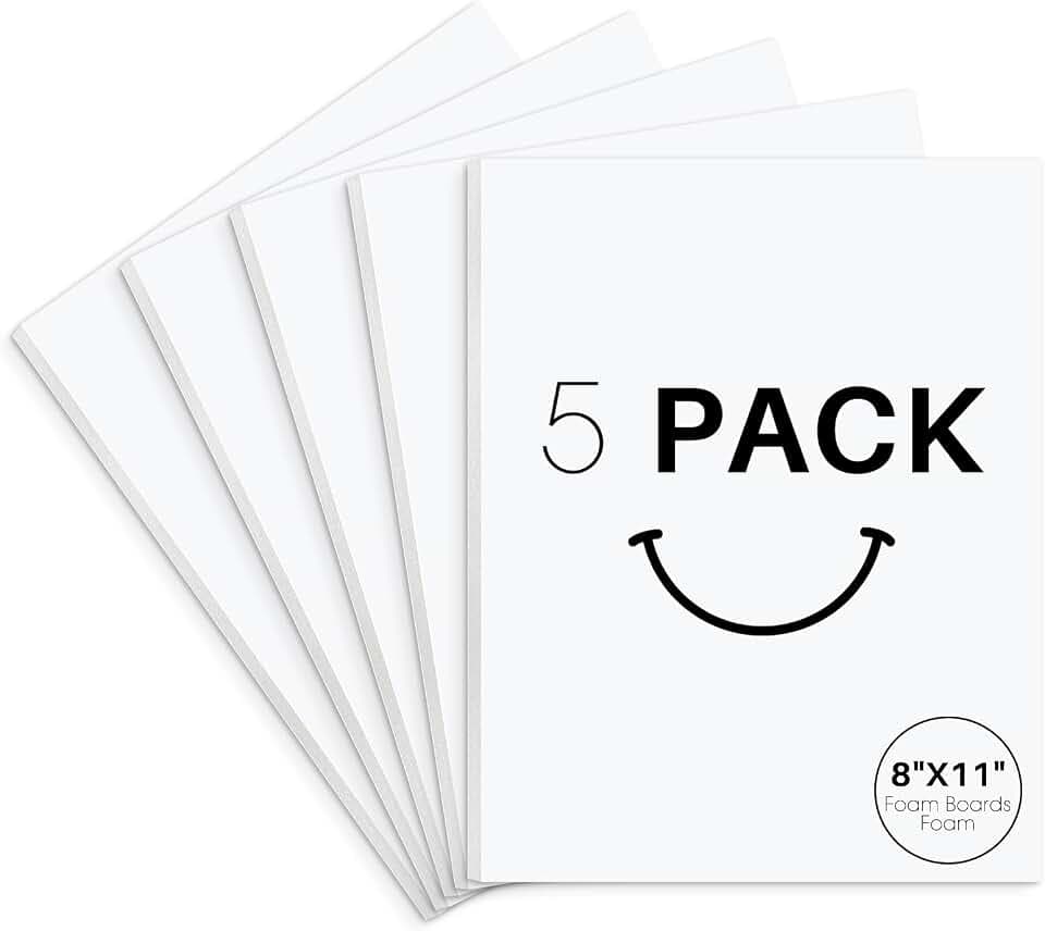 Golden State Art 8.5x11 White Foam Boards 1/8" Thickness 5 Pack