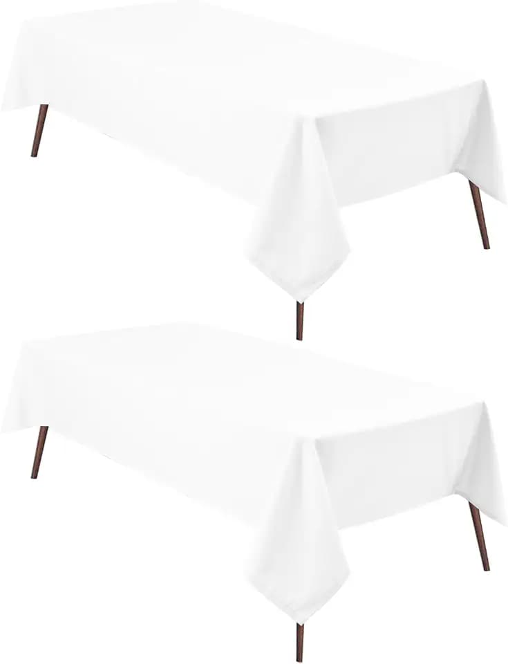 Hiasan 2 Pieces White Square Tablecloth, 40 x 40 Inch