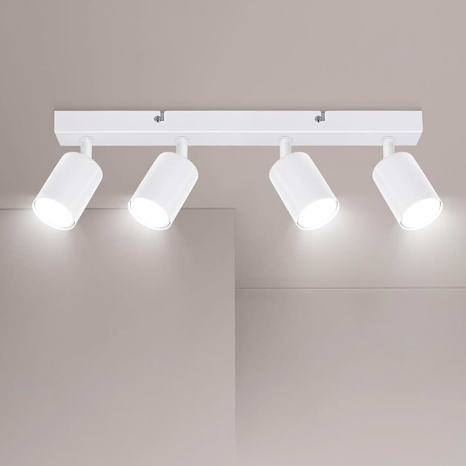 Ketom GU10 LED Deckenstrahler Weiß, Deckenlampe 4 Flammig Schwenkbar