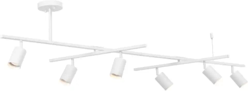 Globe Electric West 64" 6-Light Track Lighting, Matte White, Center Swivel Bars, Bulb Not Included