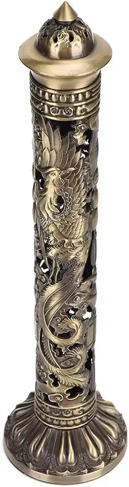Retro Dragon & Phoenix Brass Incense Holder, 3-Hole Incense Stick Holder Catcher for Meditation, Yoga, Home Decor, Tea Room Ornament