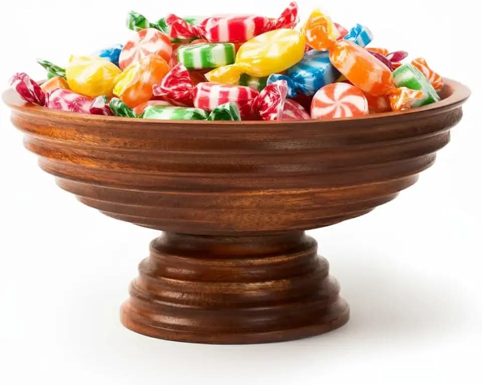 Mela Artisans Scalloped Mango Wood Footed Bowl - Natural, 10 in