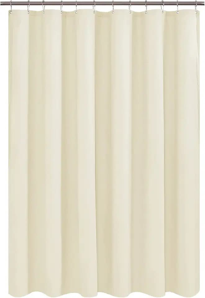 Mrs Awesome Embossed Microfiber Shower Curtain Liner 84 inches Extra Long, Soft Fabric Shower Curtain Washable and Water Repellent, 71x84, Cream