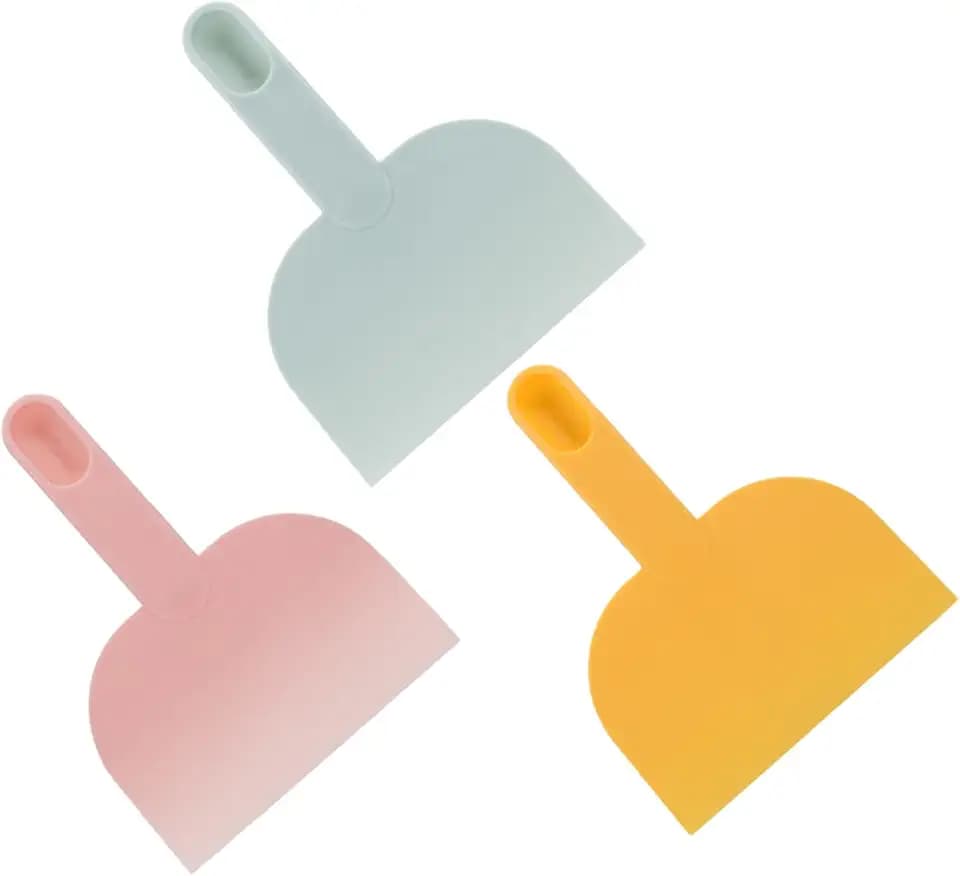 KICHOUSE Dough Scraper 3-Pack with Spoon Handle 6.49X4.72In Non-Stick Plastic Dough Cutter Kitchen Gadget for Baking Pizza Bread Cake Preparation