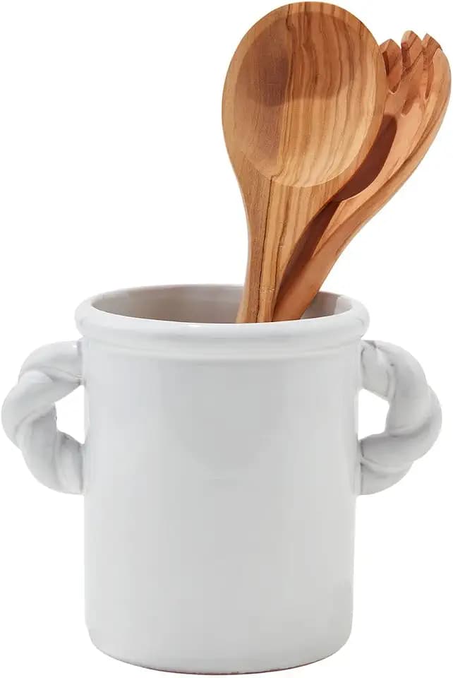 Mud Pie Twisted Handle Utensil Crock; 6 1/4" x 7 3/4" Dia