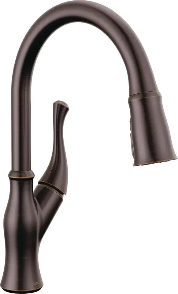 Delta Ophelia Oil Rubbed Bronze Kitchen Faucet with Pull Down Sprayer, Modern Single Hole Kitchen Sink Faucet, Single Handle, Venetian Bronze 19888Z-RB-DST