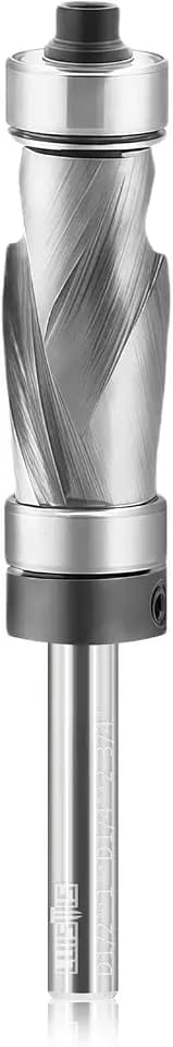 1/2 Inch Compression Flush Trim Router Bit, 1/4 Shank Top and Bottom Bearings Carbide Blade for Woodworking Trimming, Flush Cut Router Bit for Template and Pattern Work