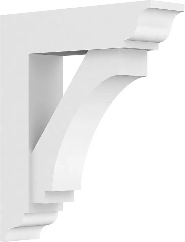 Ekena Millwork BKTP03X12X14IMP01 Standard Imperial Architectural Grade With Traditional Ends PVC Brackets, 3"W x 12"D x 14"H