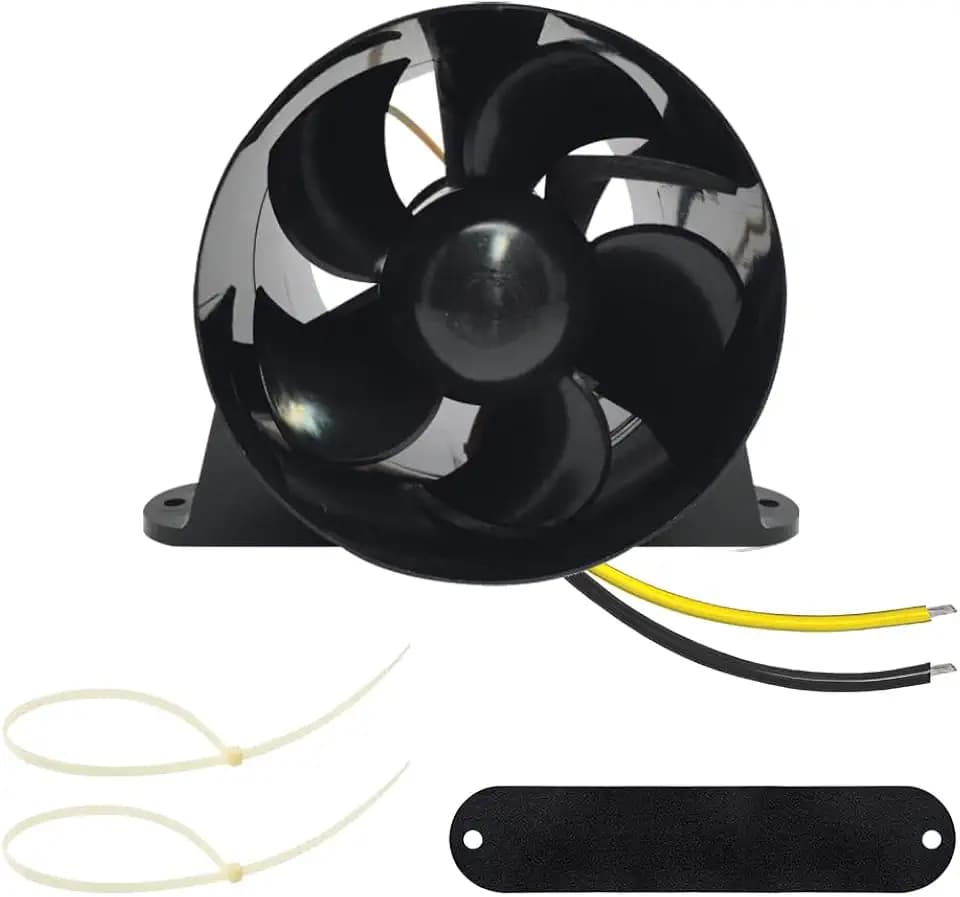 Pactrade Marine Turbo In-Line Blower Fan - 4 Inch Inline Fan (Black/White) - 200 CFM, 12V DC - Compact, Waterproof Bilge Blower for Boats, RVs, Off-Grid, Limited-Space Systems