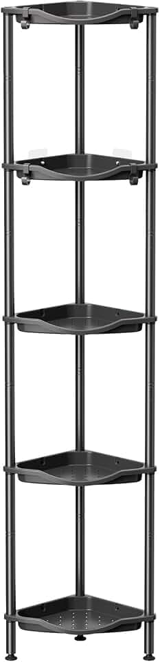 Lifewit 5 Tier Corner Shower Caddy with Hooks, Bathroom Organizer, Black