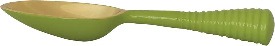 Creative Co-Op Enameled Aluminum Scoop with Ribbed Handle, Gold Finish and Green