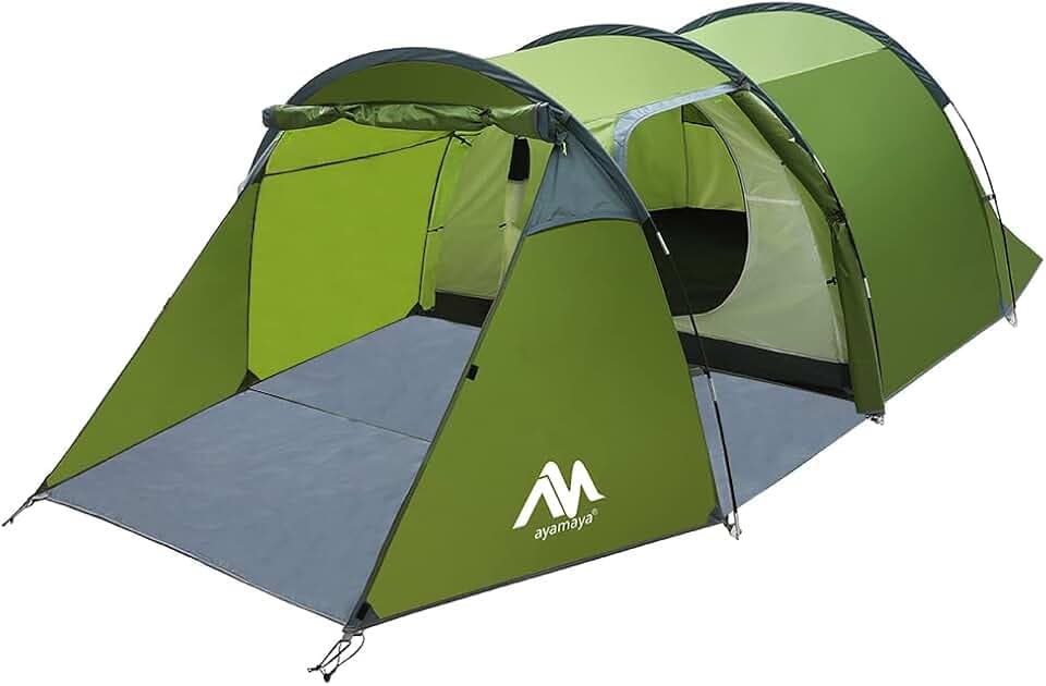 AYAMAYA 4 Person Waterproof Tunnel Tent for Camping with Vestibule Porch