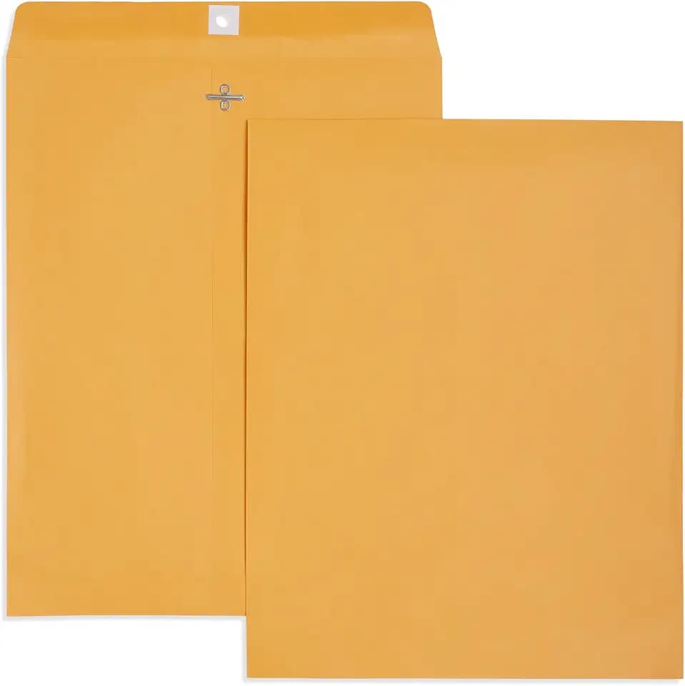 Blue Summit Supplies 100 11.5" x 14.5" Kraft Clasp Envelopes, Gummed Seal