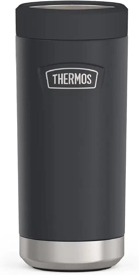 THERMOS ICON SERIES, Slim Beverage Can Insulator - 12 Ounce, Granite - Vacuum Insulated Stainless Steel