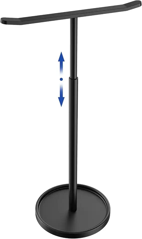 STWWO Hand Towel Holder, Height Adjustable 12.4"-16.7" Towel Stand, Black