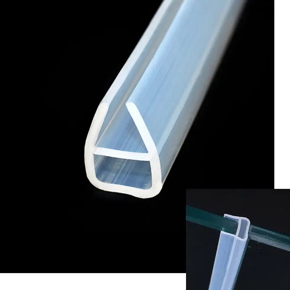 Shower Door Seal Strip, 78.7" Soft Frameless Glass Shower Door Sweep Side Seal to Stop Shower Leaks U Type,Fit for 10mm (3/8”) Glass Door Translucent