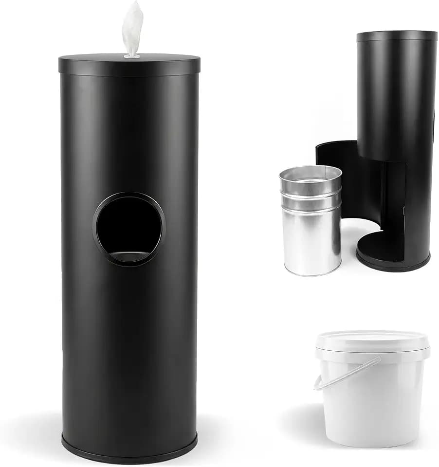 36" Gym Wipes Dispenser Stand with Built-in Trash Can