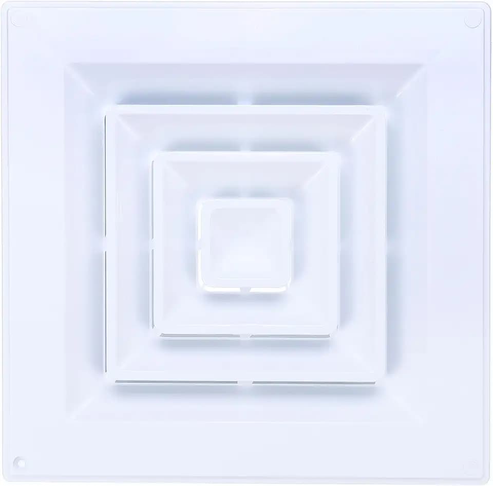 PATIKIL Square Air Vent Cover 12 x 12 inch, 4 Inch Dia., Air Return Grille Sidewall or Ceiling Air Diffuser with Square-to-Round Adapter for Bathroom Kitchen Ventilation