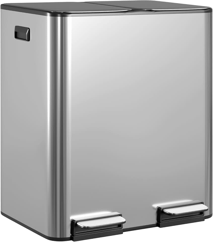 FDW | 16G (2x8G) Trash Can with Lid | Stainless Steel | Fingerprint-Proof