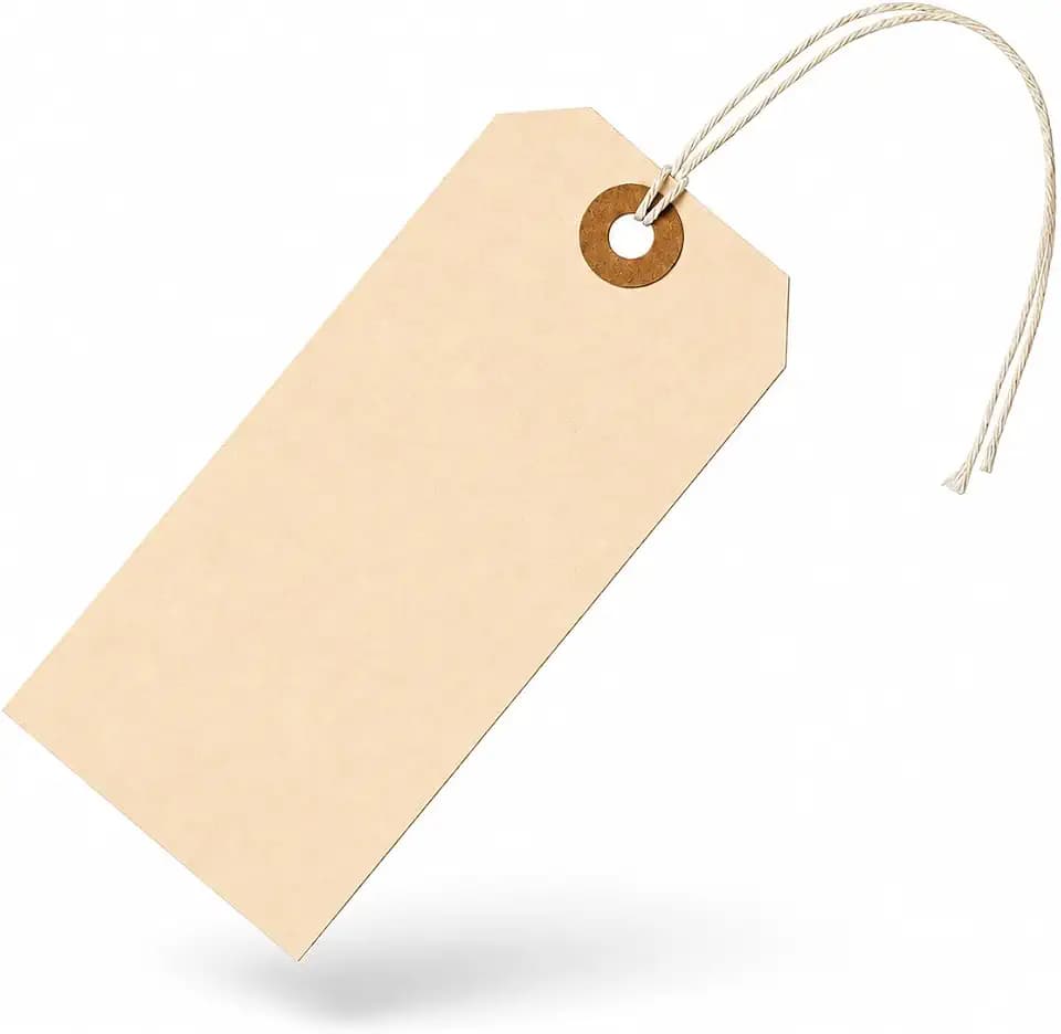 Premium Hang Tags with String - Box of 100 Tags #5-4.75” x 2.375" - String Tags for Labeling with Reinforced Eyelet and String Attached