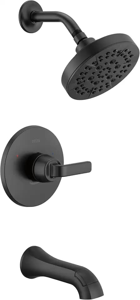 Delta Lineax 14 Series 5-Setting Bathtub and Shower Faucet Set, Matte Black Shower Head and Handle Set, Valve Trim Kit, Matte Black T14462-BL (Valve Not Included)