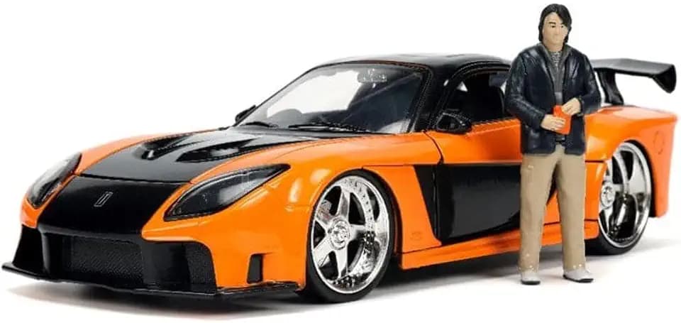 Jada Toys Fast & Furious 1:24 1995 Mazda RX-7 Widebody Die-cast Car w/Han's 2.75" Die-cast Figure, Toys for Kids and Adults