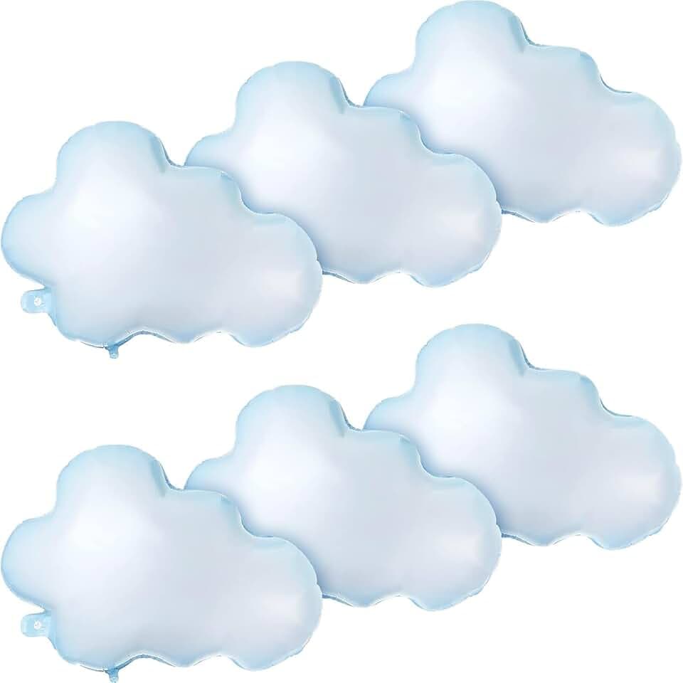 Sumind 6 Pcs 28 Inch White Cloud Balloons Foil, Cute Shaped, Reusable