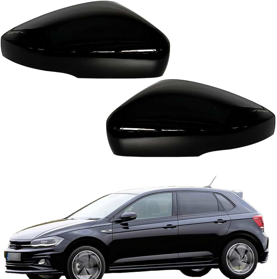 Außenspiegelkappen 1 Paar, Rückspiegelabdeckung Kappe Auto Spiegelkappen Spiegelkappen Schwarz Kompatibel mit VW Polo 5 (6R / 6C) 2010-2017