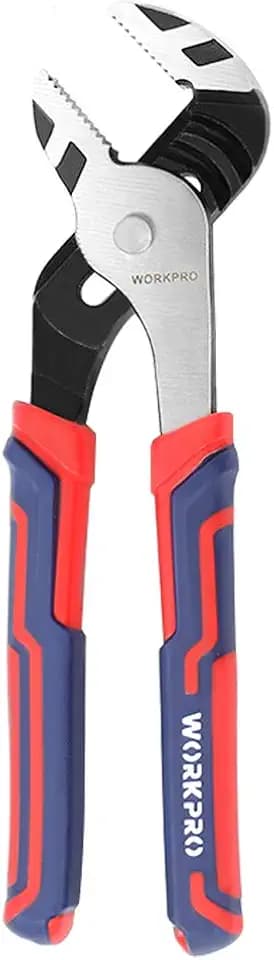 WORKPRO 10-Inch Groove Joint Pliers, 7-Position Adjustable Pump Pliers, 2" Jaw Capacity, CR-V Steel, Anti-Rust Electrophoretic Coating, Bi-Material Non-Slip Handle for Plumbing, Home Repair