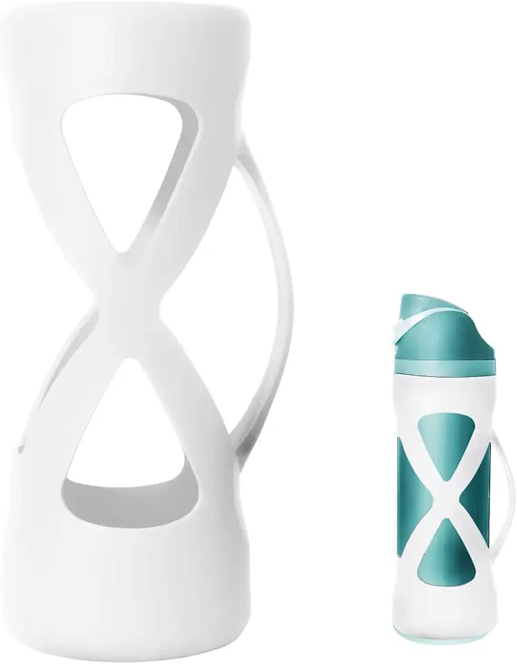 Silicone Water Bottle Boot for Owala 24 oz, Silicone Case with Handle, Anti-Slip Protective Sleeve Protector, Reduce Damage and Provide Comprehensive Protection for FreeSip(White)