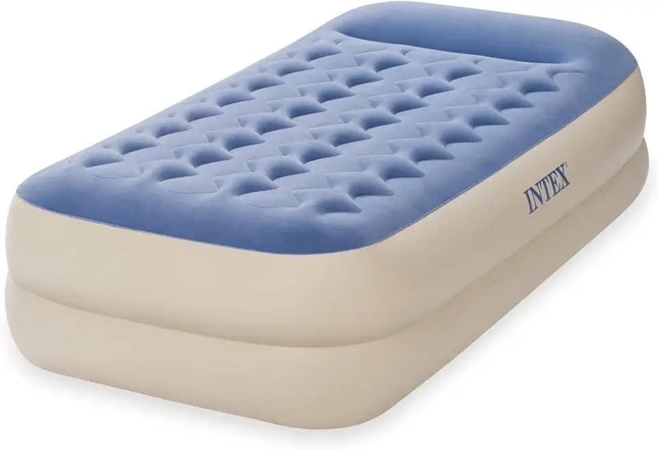 Intex 64718WL Twin 18in Dura-Beam Standard Raised Pillow Rest Air Mattress, Pump Not Included