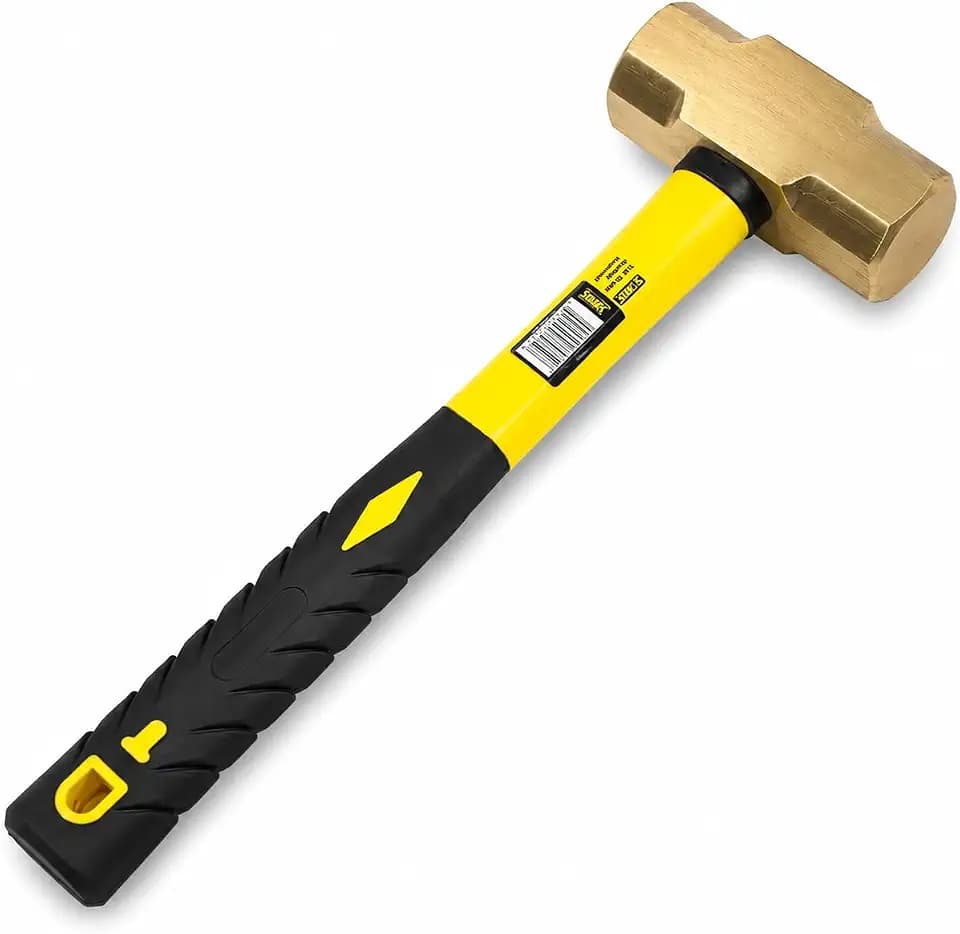 Stark USA 3LBS Brass Head Sledge Hammer Fiber Glass Brass Striking Head, 13-inch Handle With Comfortable Grip, Non-Sparking, 3-Pounds