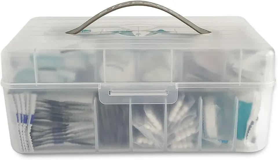 Large Bandage Organizer with Lid and Handle, 2-Tiers
