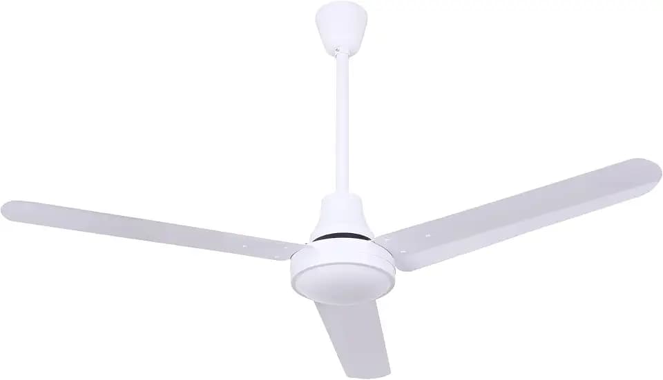 48" White Weatherproof Industrial Ceiling Fan – High-Performance DC Motor – Wall Control – Ideal for Outdoor Patios, Gyms & Warehouses